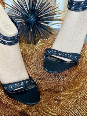 Jessica Simpson Black Eyelet Ankle-Strap Sandals